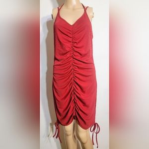 Shein Curve Ruched Strappy Red Dress 0XL